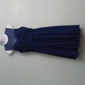 J.Crew size 6 women's 100% silk chiffon blue A-line knee-length dress.